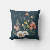 ボホワイルドフラワー名前をカスタムする装飾用クッション クッション (正面)