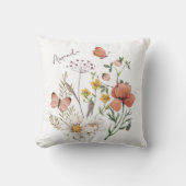 ボホワイルドフラワー名前をカスタムする装飾用クッション クッション (正面)