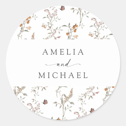 ボホワイルドフラワー封筒用シール ラウンドシール (正面)