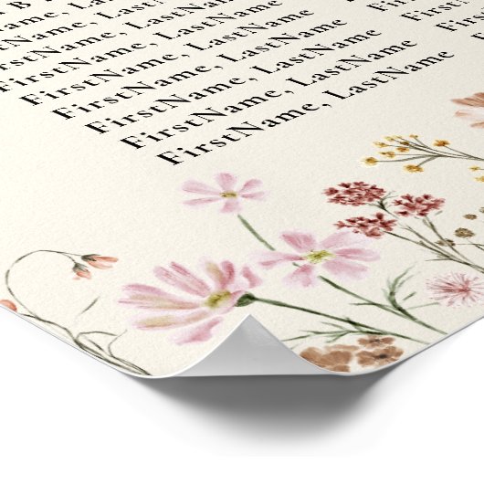 ボホワイルドフラワー庭園の結婚式座席表 ポスター (角)