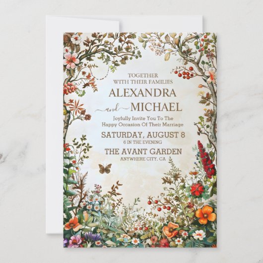 ボホワイルドフラワー庭園の結婚式 招待状 (正面)