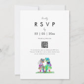 ボホワイルドフラワー恐竜テーマ結婚ズ 招待状 (裏面)