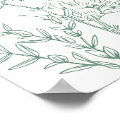 ボホワイルドフラワー春グリーン結婚のウェルカムサイン ポスター (角)