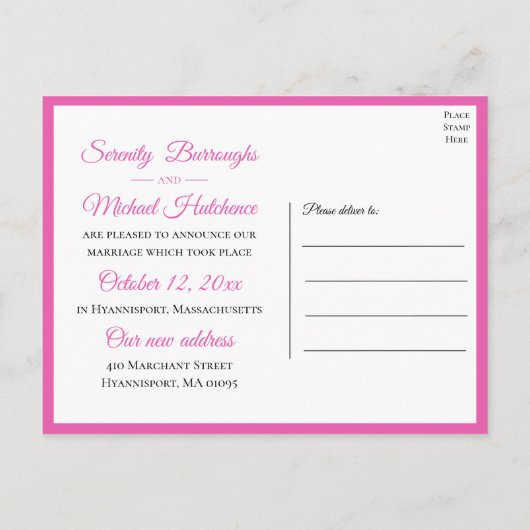 ボホワイルドフラワー春フローラ結婚たった今結婚しました 案内ポストカード (裏面)