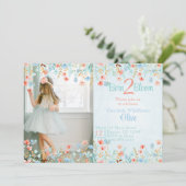 ボホワイルドフラワー水カラー誕生日招待状 招待状 (スタンド正面)