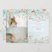 ボホワイルドフラワー水カラー誕生日招待状 招待状 (正面/裏面)