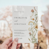 ボホワイルドフラワー水ミニマル色結婚's 招待状