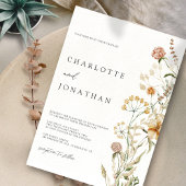 ボホワイルドフラワー水ミニマル色結婚's 招待状