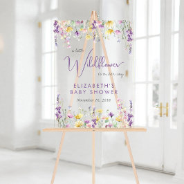 ボホワイルドフラワー水彩ベビーシャワーへようこそ アクリルサイン
