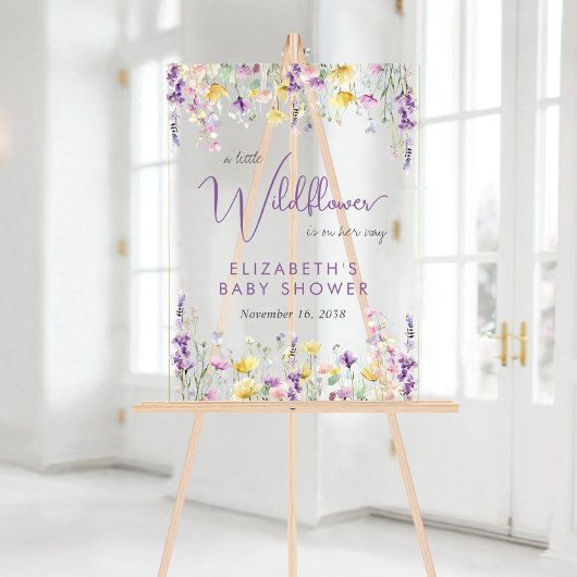 ボホワイルドフラワー水彩ベビーシャワーへようこそ アクリルサイン