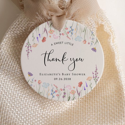 ボホワイルドフラワー水色ベビーシャワーありがとう フェイバータグ