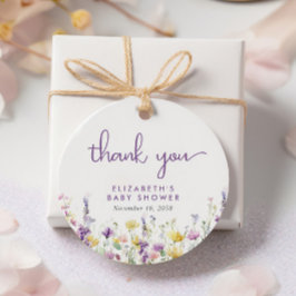 ボホワイルドフラワー水色ベビーシャワーありがとう フェイバータグ