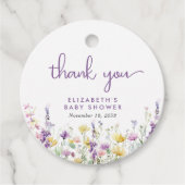 ボホワイルドフラワー水色ベビーシャワーありがとう フェイバータグ (正面)