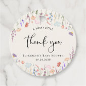 ボホワイルドフラワー水色ベビーシャワーありがとう フェイバータグ (正面)