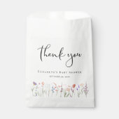 ボホワイルドフラワー水色ベビーシャワーありがとう フェイバーバッグ (正面)