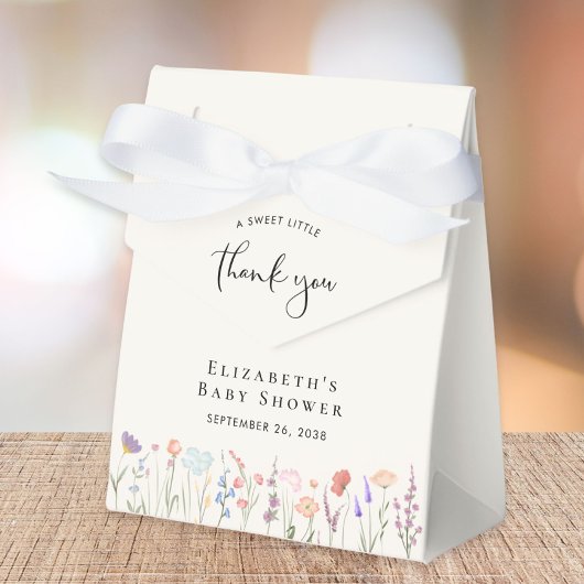 ボホワイルドフラワー水色ベビーシャワーありがとう フェイバーボックス