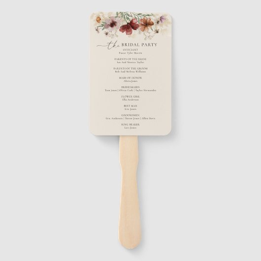 ボホワイルドフラワー秋の結婚式プログラム ハンドファン (裏面)