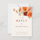 ボホワイルドフラワー秋の結婚式返信 出欠カード (正面)