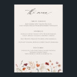 ボホワイルドフラワー秋の結婚式 メニュー<br><div class="desc">Boho Wildflowerのメニューで秋の結婚式のエレガントダイニング体験を結婚強化。クリームの背景に魅力的優雅にプリントされた5x7のメニューは、美しく美しいワイルドフラワーの魅力的な魅力を示し、優雅なボヘミアのインスパイアお祝いに最適なトーンを設定する。野生の花のデザインとして絶妙な詳細と豊かな紅葉を受け入れエレガント、あなたの披露宴テーブルに自然美しいのtouchを追加する。5x7サイズの豊富な宇宙により、お客様の美味しいメニューがエレガントに表示され、季節のロマンスに調和した料理の体験をお客様に提供。詳細に細心の注意を払い、素材に印刷された高品質ボホエレガント・ワイルドフラワーのメ結婚ニューは、お客様に大切なキープサケとして提供します。秋の結婚式に魅力と洗練お洒落度のtouchを加えエレガント、美しくデザインされたメニューで永遠の思い出を創り出し、ワイルドフラワーの魔法と愛の喜びを洗練された方法で捉えエレガントた。</div>