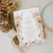 ボホワイルドフラワー秋写真結婚式招待状 招待状