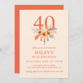 ボホワイルドフラワー秋秋フローラ40歳の誕生日 招待状 (正面/裏面)