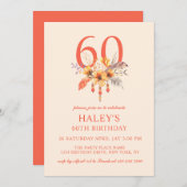 ボホワイルドフラワー秋秋フローラ60th誕生日 招待状 (正面/裏面)
