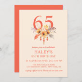 ボホワイルドフラワー秋秋フローラ65th誕生日 招待状 (正面/裏面)