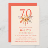ボホワイルドフラワー秋秋フローラ70th誕生日 招待状 (正面/裏面)
