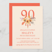 ボホワイルドフラワー秋秋フローラ90th誕生日 招待状 (正面/裏面)