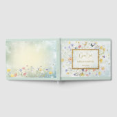 ボホワイルドフラワー素朴グリーン結婚ズ ゲストブック (全面)