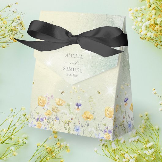 ボホワイルドフラワー素朴グリーン結婚ズ フェイバーボックス