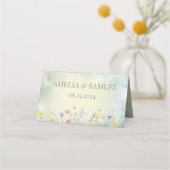 ボホワイルドフラワー素朴グリーン結婚ズ プレイスカード (裏面)