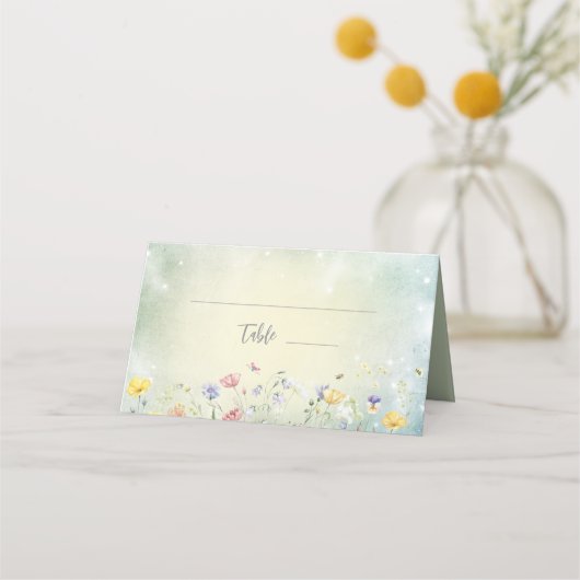 ボホワイルドフラワー素朴グリーン結婚ズ プレイスカード (正面)