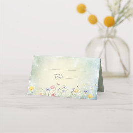 ボホワイルドフラワー素朴グリーン結婚ズ プレイスカード