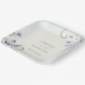 ボホワイルドフラワー素朴グリーン結婚ズ ペーパープレート (傾斜あり)