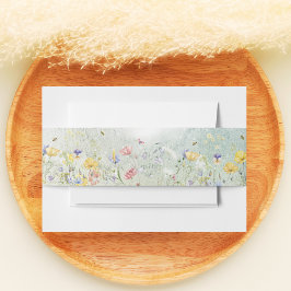 ボホワイルドフラワー素朴グリーン結婚ズ 招待状ベリーバンド