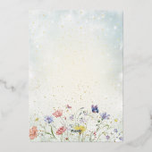 ボホワイルドフラワー素朴グリーン結婚ズ 箔招待状 (裏面)