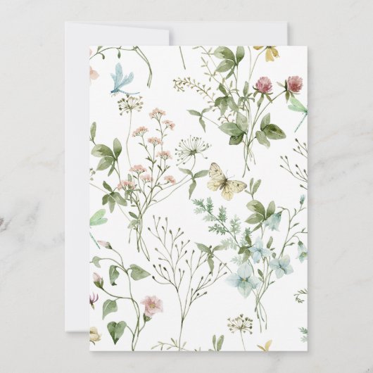 ボホワイルドフラワー素朴ズバプテスマ招待状 招待状 (裏面)