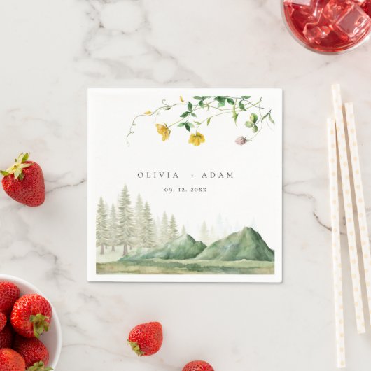 ボホワイルドフラワー素朴フォレストマウンテン結婚ズ スタンダードカクテルナプキン (インサイチュ)