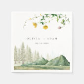 ボホワイルドフラワー素朴フォレストマウンテン結婚ズ スタンダードカクテルナプキン (正面)