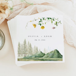 ボホワイルドフラワー素朴フォレストマウンテン結婚ズ スタンダードカクテルナプキン