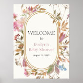 ボホワイルドフラワー素朴リースウェルカムポスター ポスター (正面)