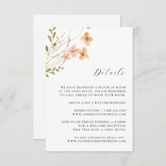 ボホワイルドフラワー結婚のエンクロージャカード エンクロージャーカード (正面/裏面)