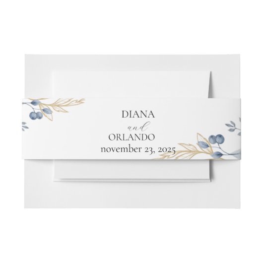 ボホワイルドフラワー結婚のスクリプエレガントト 招待状ベリーバンド (正面例)