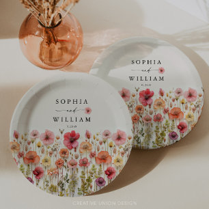 ボホワイルドフラワー結婚のテーブルデコール ペーパープレート