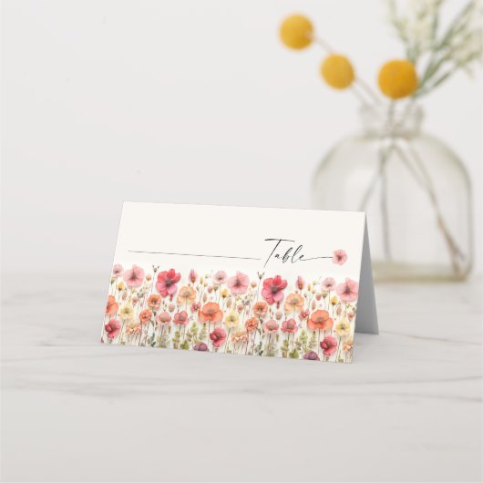 ボホワイルドフラワー結婚の折り畳み座席表 プレイスカード (正面)