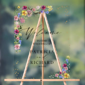 ボホワイルドフラワー結婚の歓迎サイン アクリルサイン (ニュートラル)