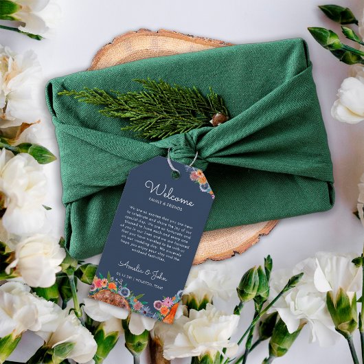 ボホワイルドフラワー結婚の歓迎抱き枕バスケット ギフトタグ