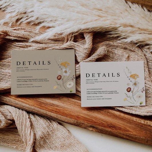 ボホワイルドフラワー結婚の詳細カード エンクロージャーカード