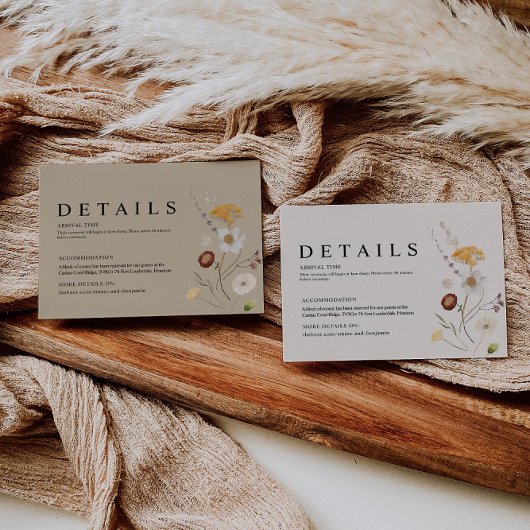 ボホワイルドフラワー結婚の詳細カード エンクロージャーカード